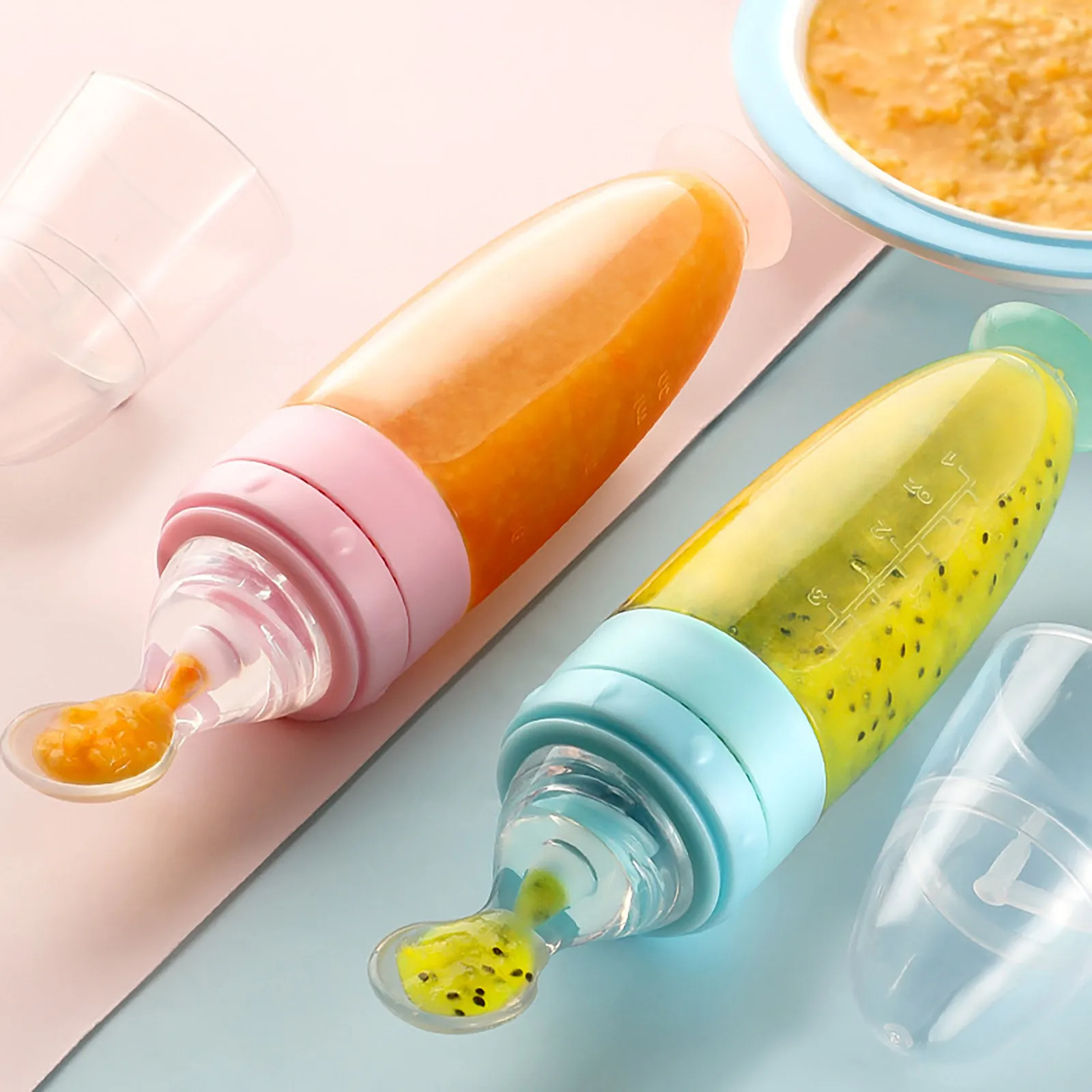 Food Storage Drums - Depressible Silicone Bottle Feeding Safe Baby