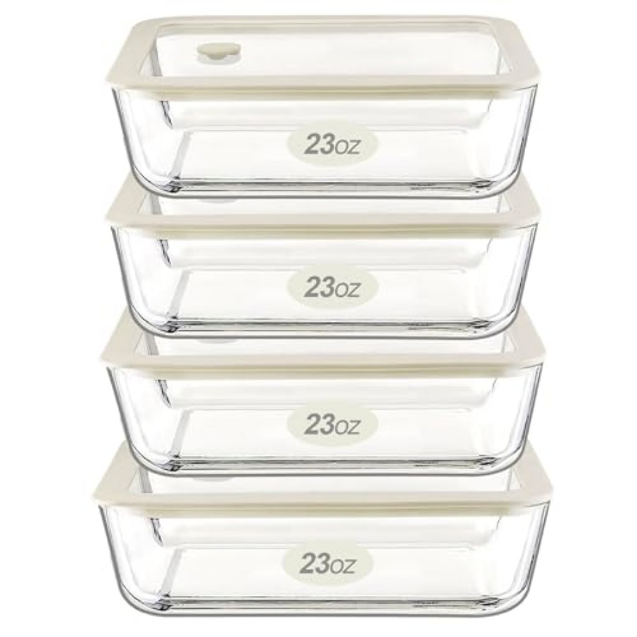 Glass Meal Prep Container - Glass Food Container Set with Glass