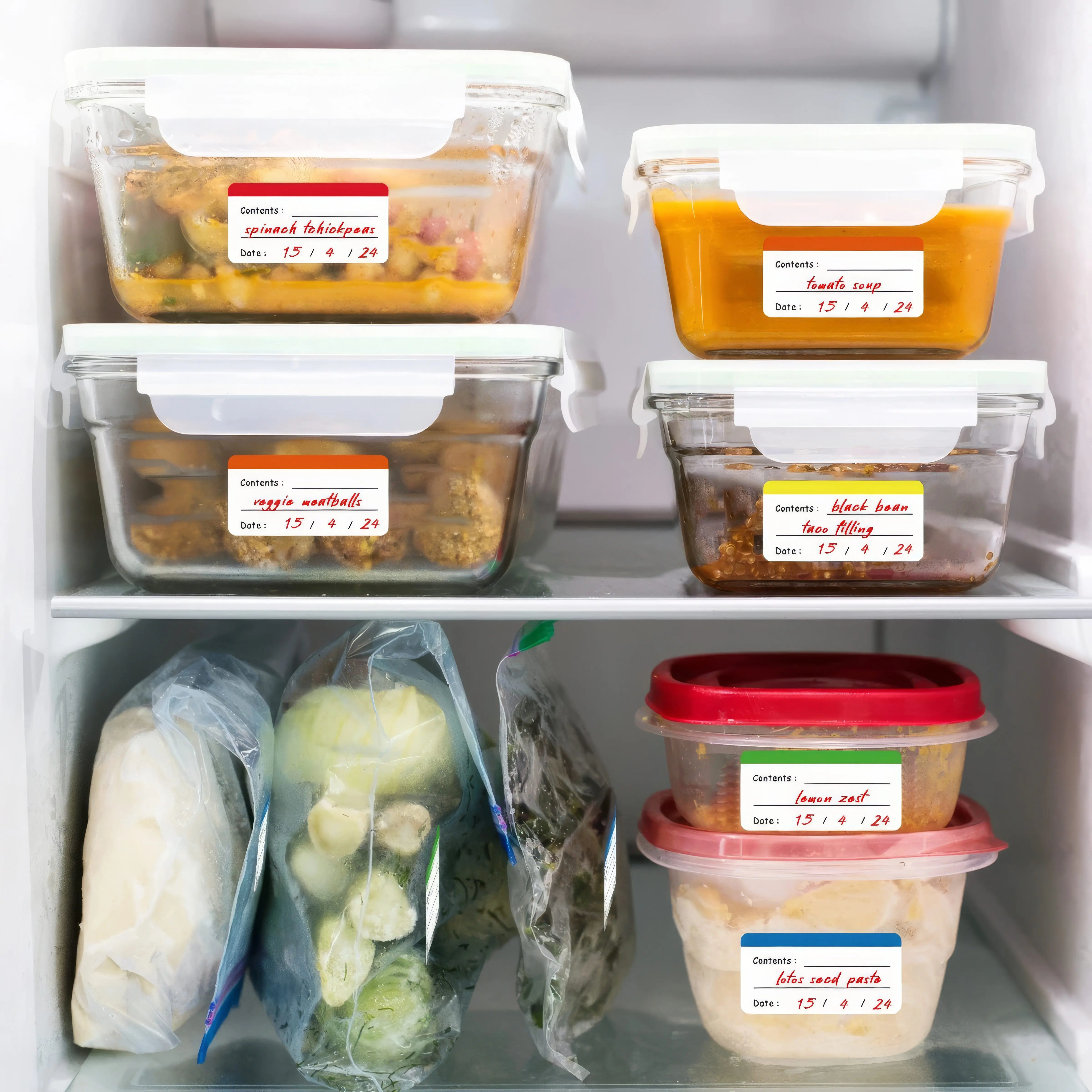 Food Storage Notes - 10/20 Colorful Food Storage Labels, Portable