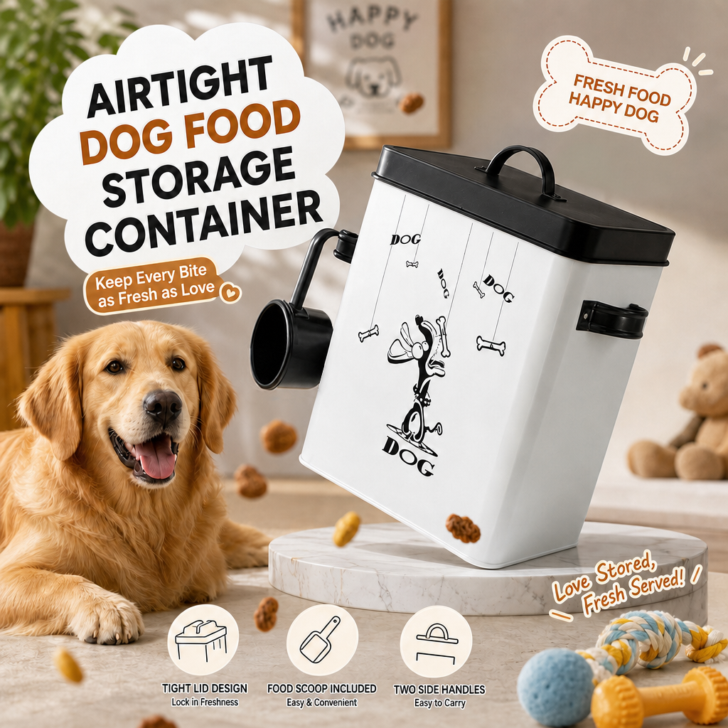 Food Storage On Wheels - Airtight Metal Dog Food Storage Container