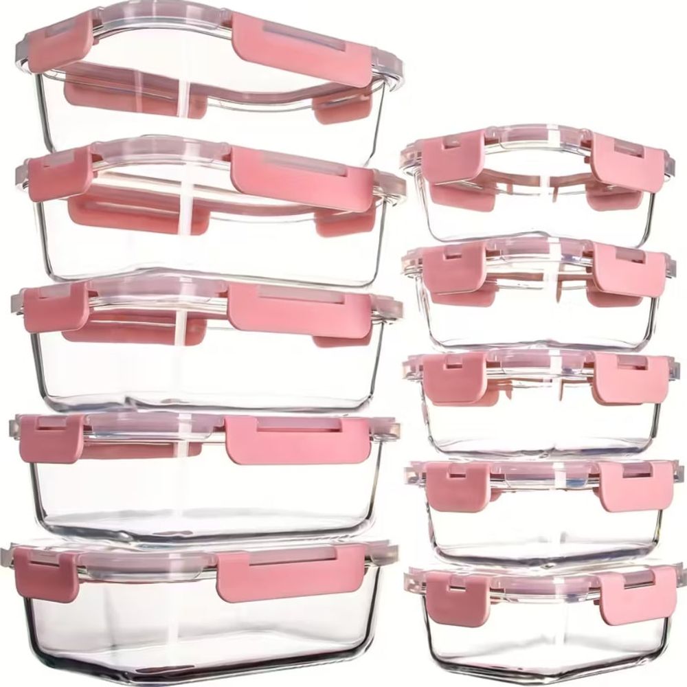 Food Storage Kitchen Container Set - [10-Piece Set] Glass Food Storage Container