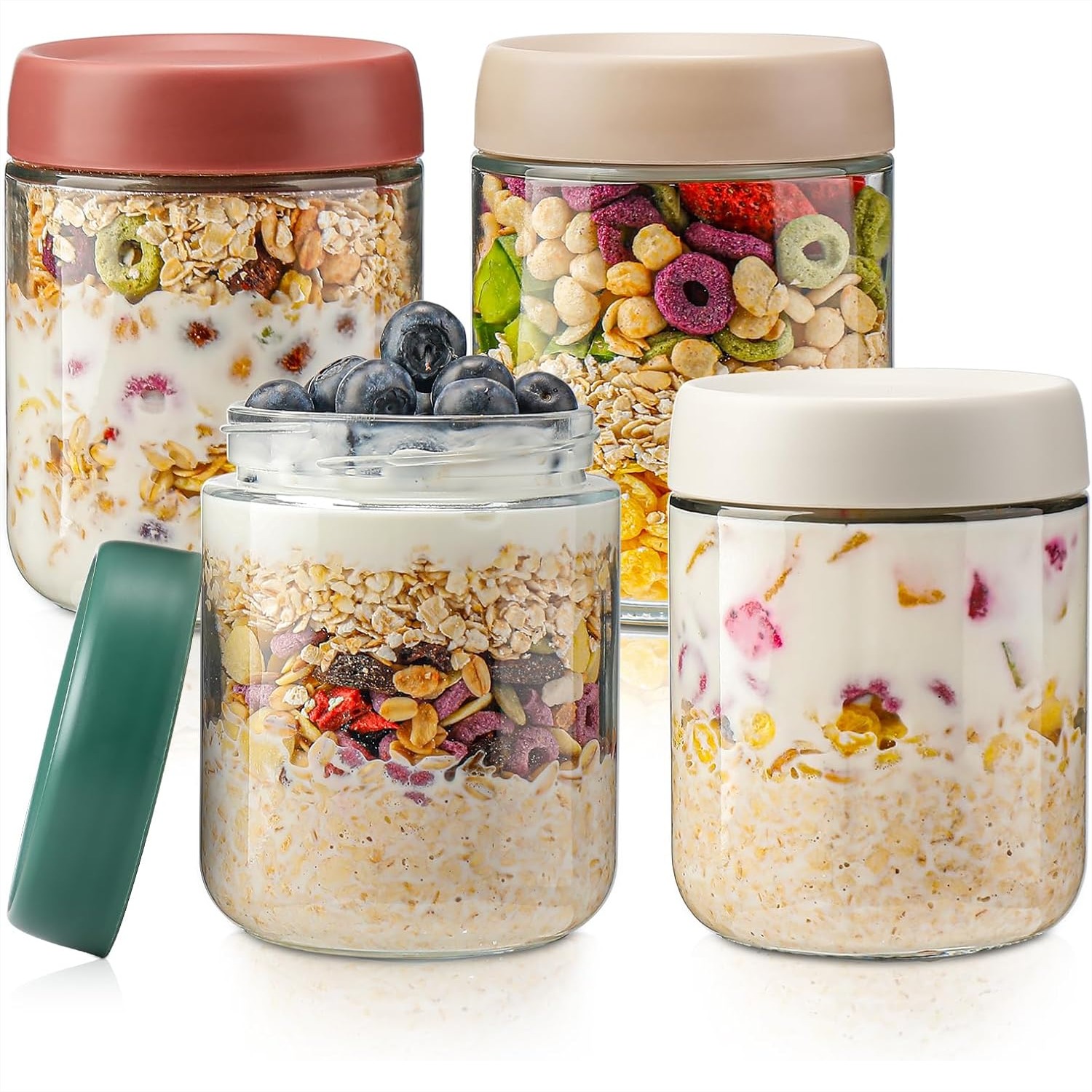 Glass Meal Prep Container - Glass Overnight Oats Containers with Lids,