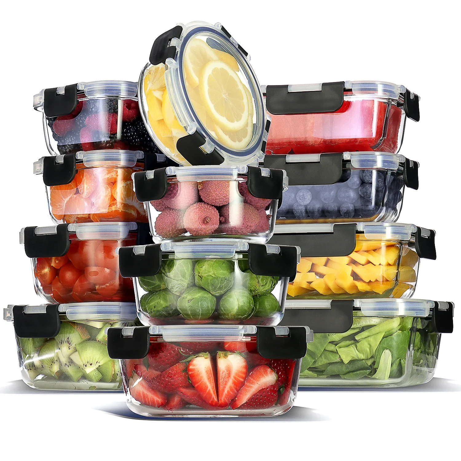Food Storage Meal Prep - Glass Food Storage Containers with Lids,