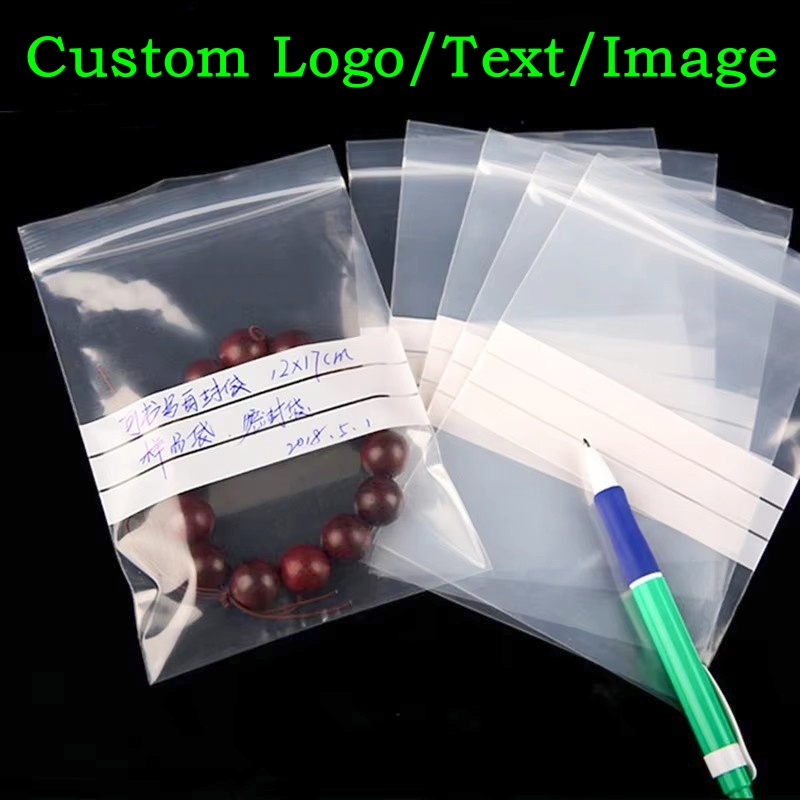 Food Storage Bags Zip Lock Pouch - 200PCS PE Clear Plastic Writing Ziplock