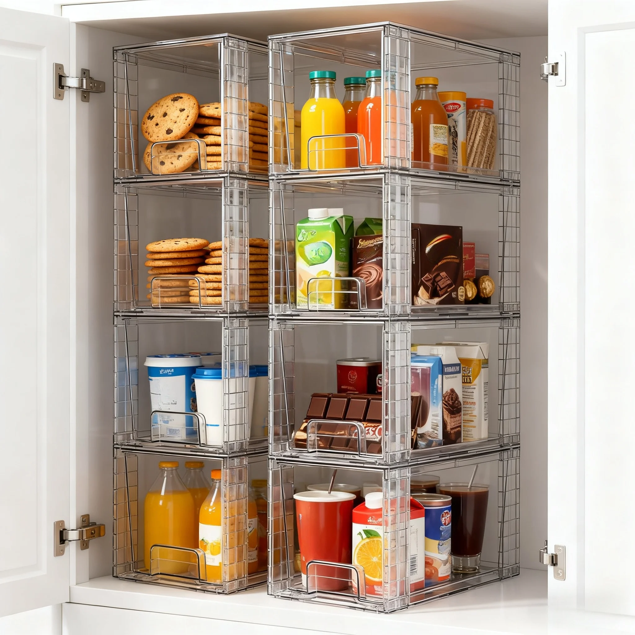 Food Storage Without Pantry - 2/4/6/8pcs Large Stackable Clear Acrylic Food