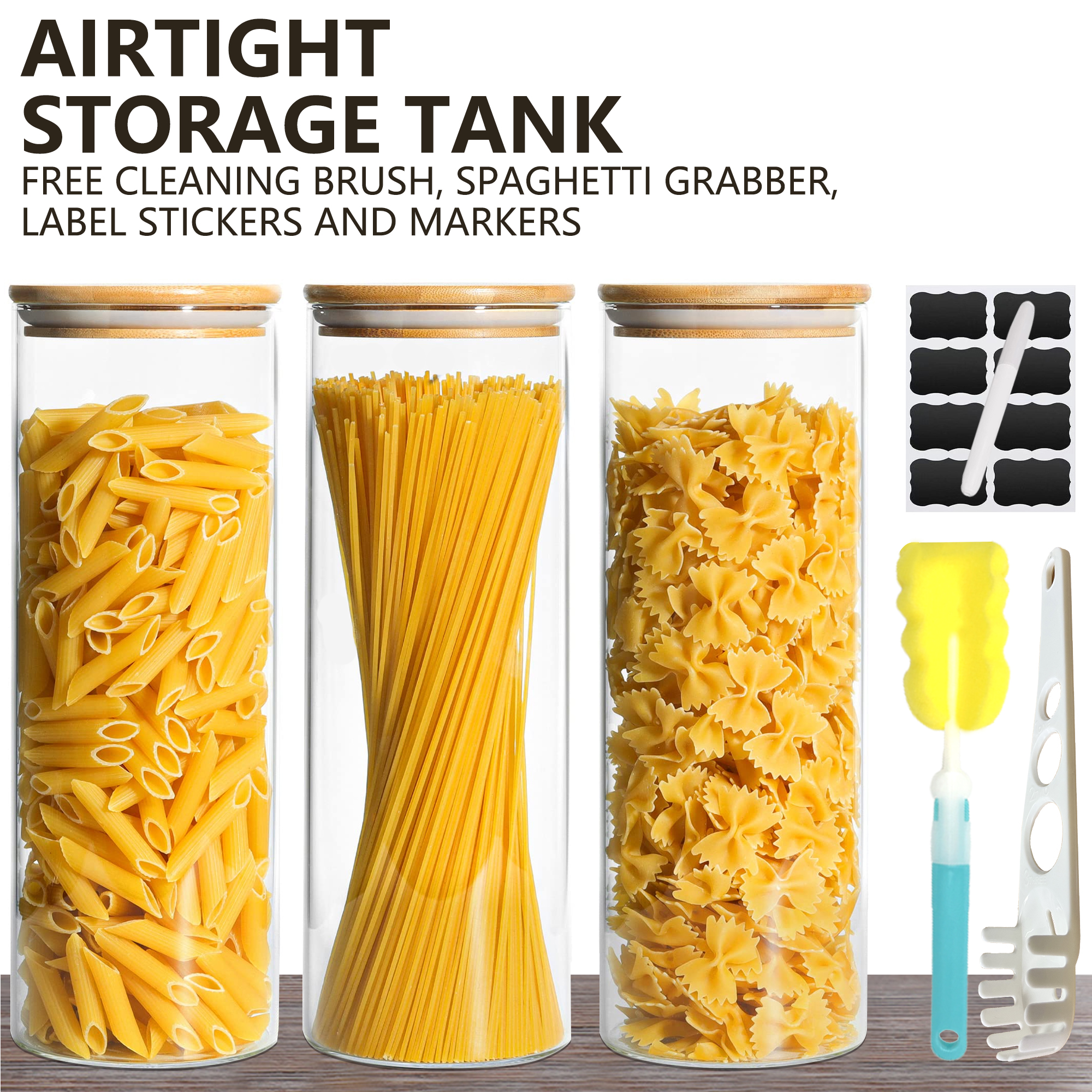 Food Storage Notes - 3 large-capacity glass jars with sealed