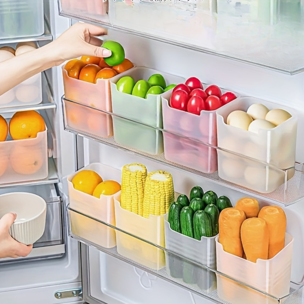 Food Storage Boxes - 6Pcs Clear Refrigerator Storage Bins with