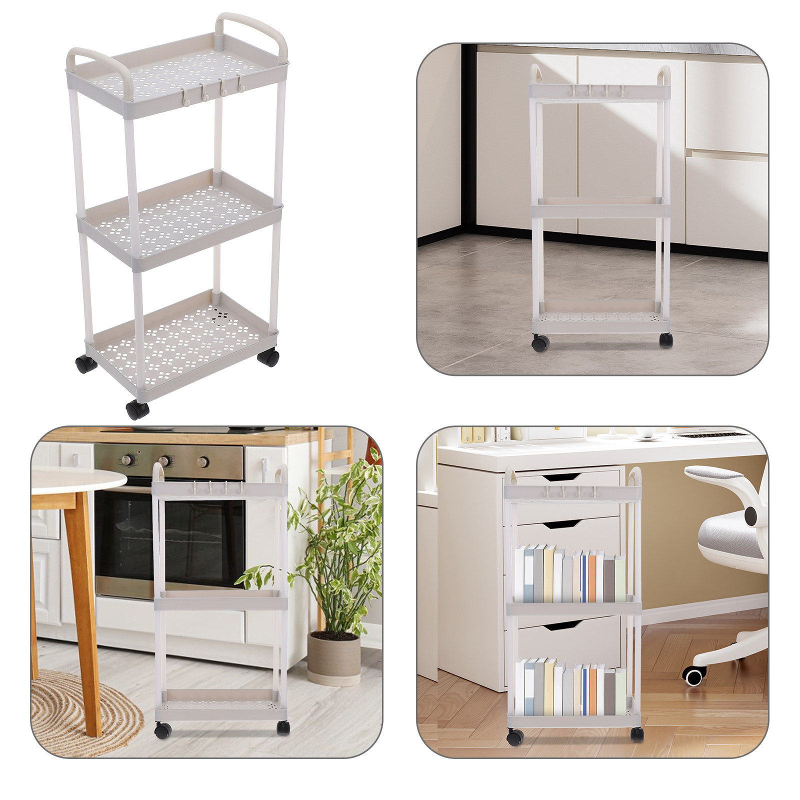 Food Storage On Wheels - 3 Tier Plastic Utility Cart on