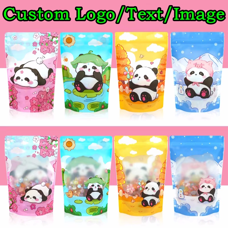 Food Storage Bags Zip Lock Pouch - 100PCS Aluminum Foil Stand-up Ziplock Window