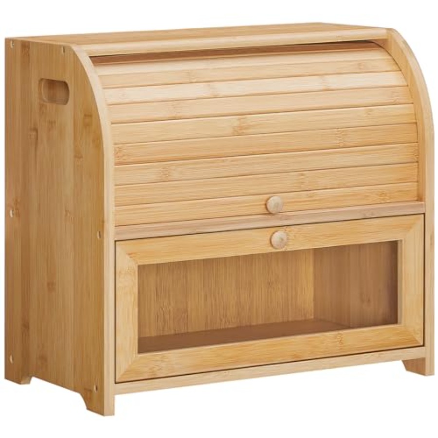 Bread Box, Bamboo Bread Box fo - Food Storage Large のレビューと価格