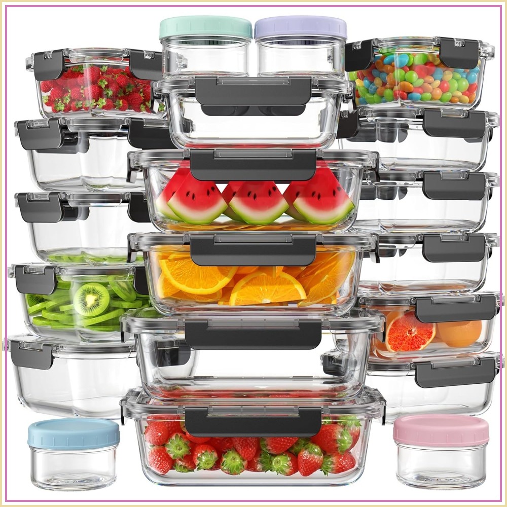 40 PCS Glass Food Storage Cont - Glass Meal Prep Container のレビューと価格