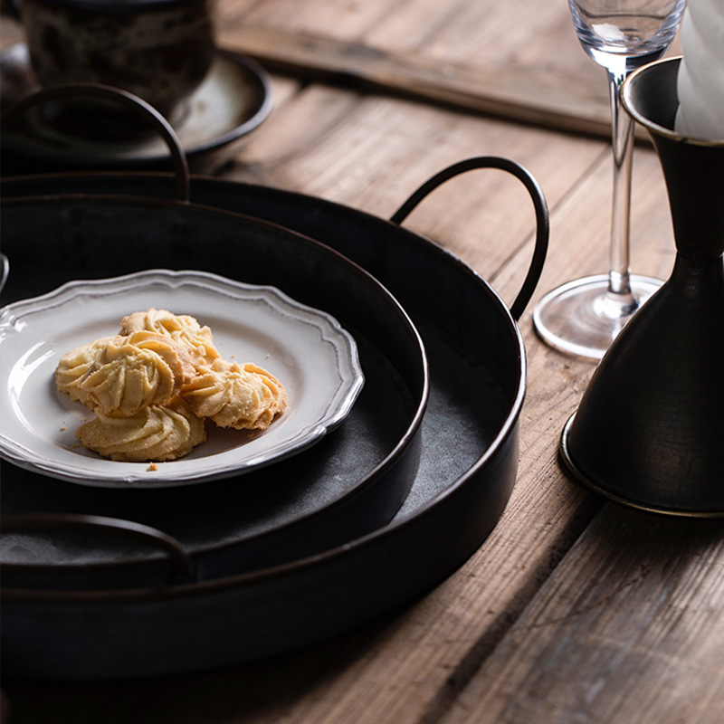 European Retro Round Iron Plat - Food Storage For Restaurant のレビューと価格