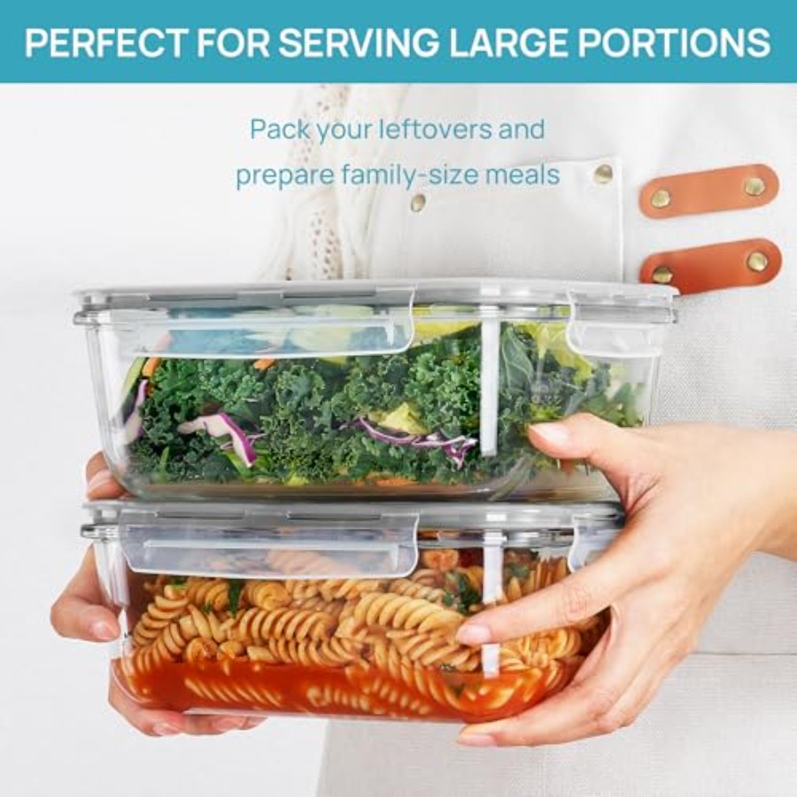 2Pack 1860ml/63oz Large Glass  - Food Storage Glass Containers Large のレビューと価格