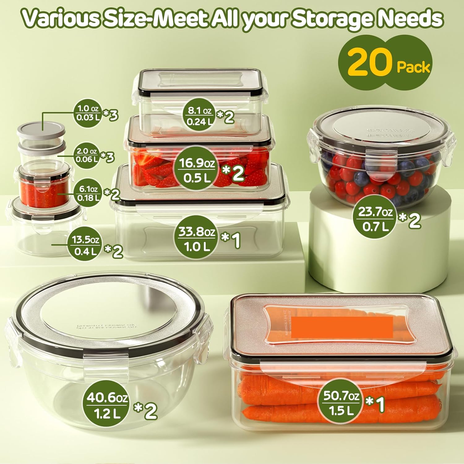 40 Pack Airtight Food Storage  - Food Storage Meal Prep のレビューと価格