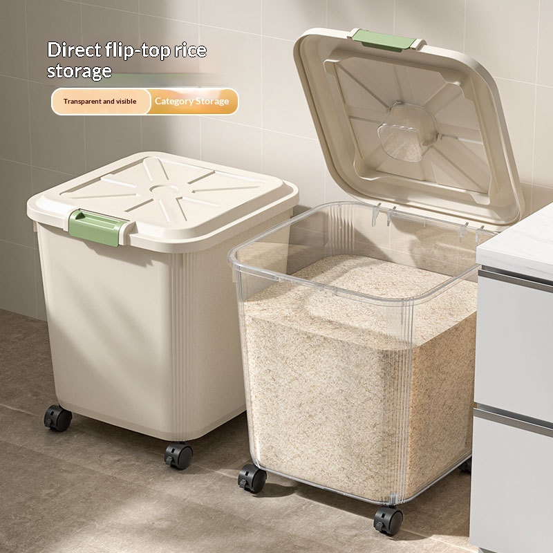 1pc Food-Grade Transparent Ric - Food Storage On Wheels のレビューと価格