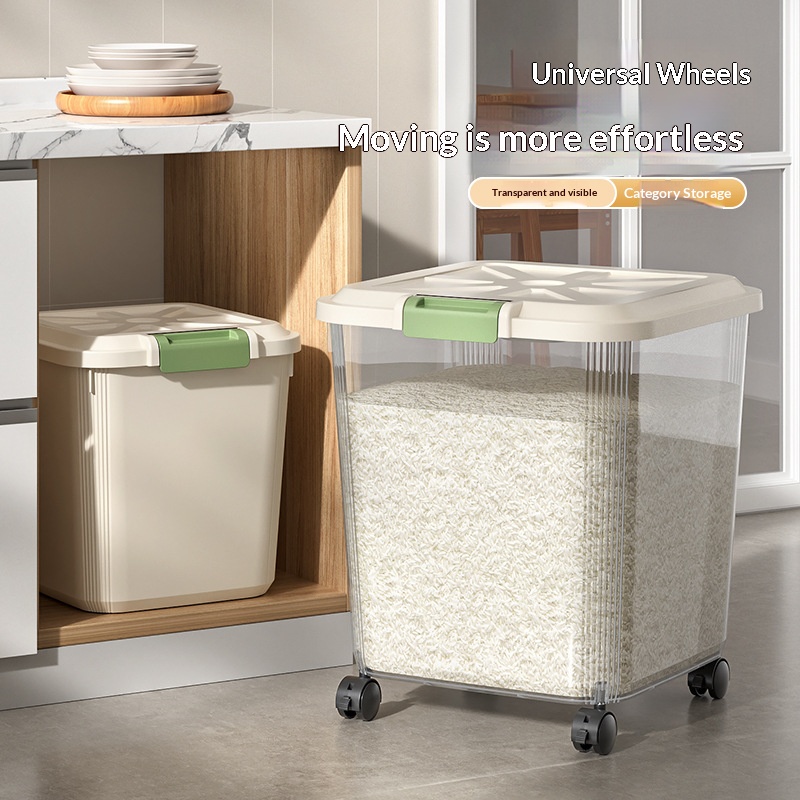 1pc Food-Grade Transparent Ric - Food Storage On Wheels のレビューと価格