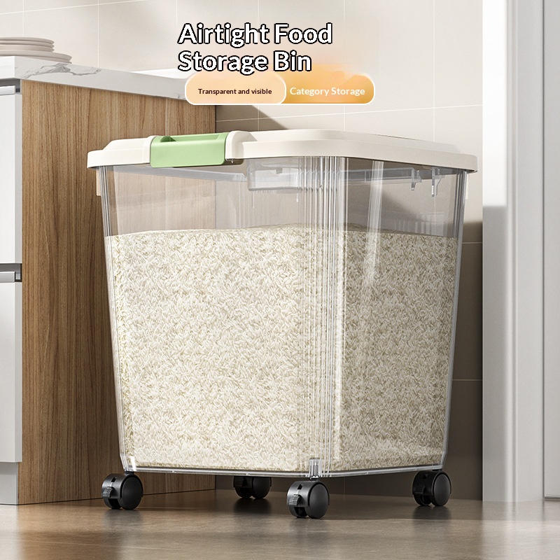 1pc Food-Grade Transparent Ric - Food Storage On Wheels のレビューと価格