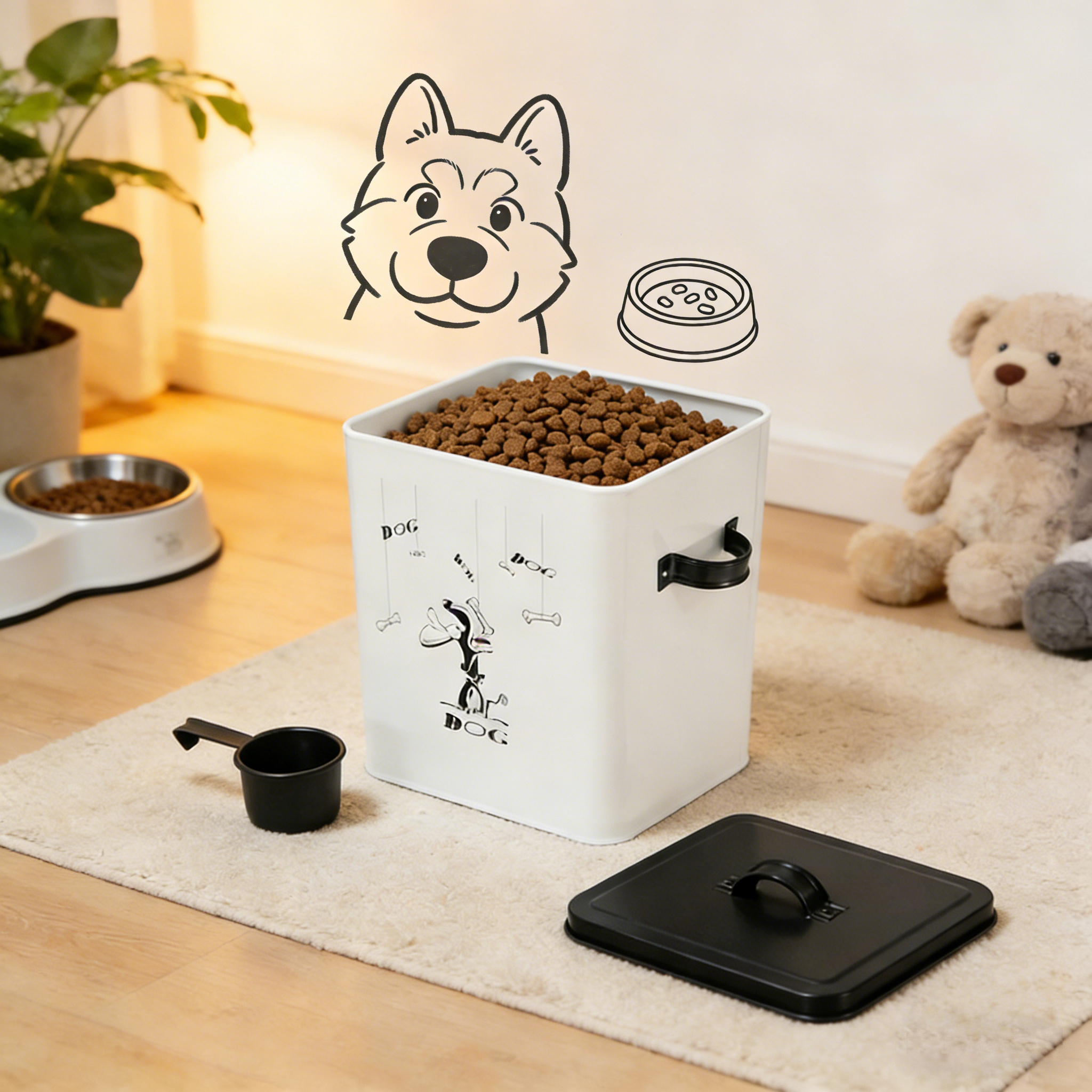 Airtight Metal Dog Food Storag - Food Storage On Wheels のレビューと価格