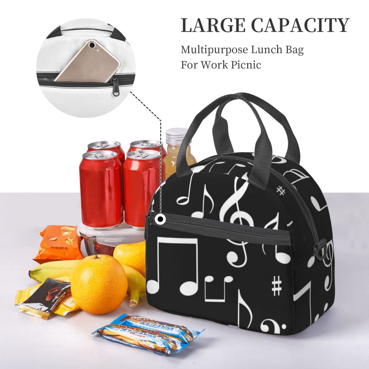 Music Notes Insulated Lunch Ba - Food Storage Notes のレビューと価格