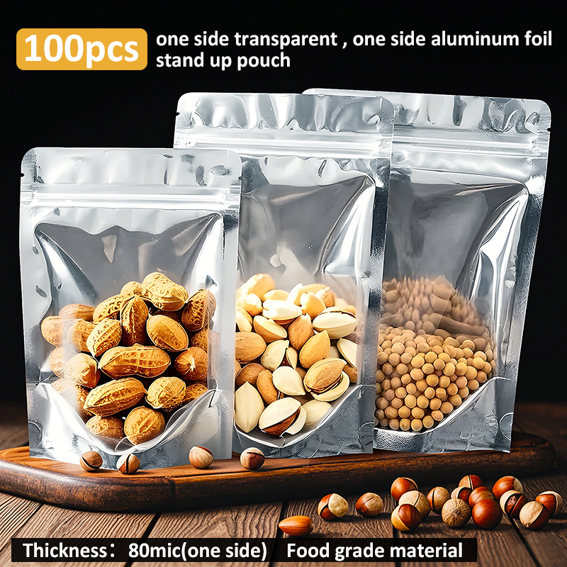 100pcs One Side Aluminum Foil  - Food Storage Bags Zip Lock Pouch のレビューと価格