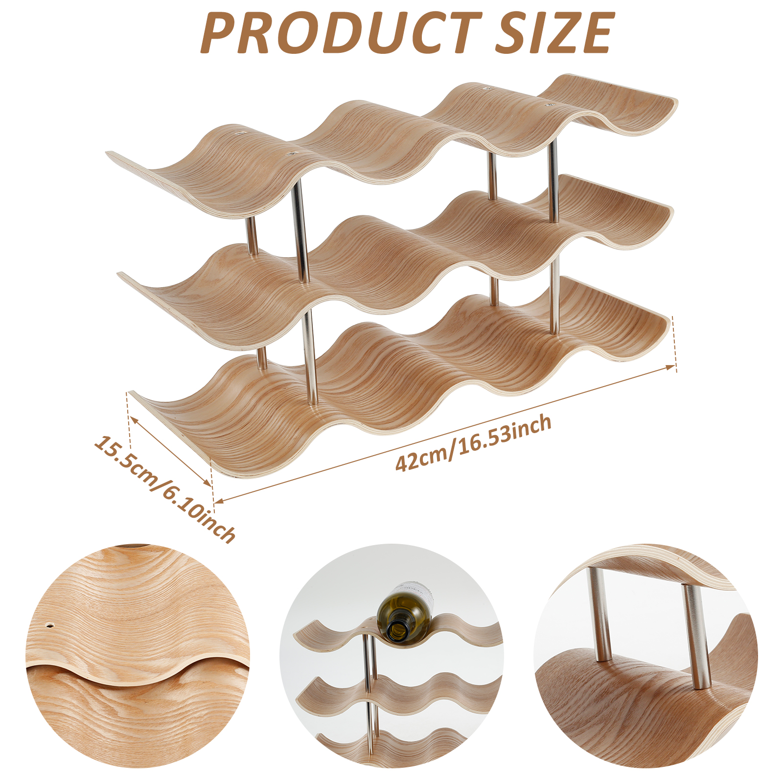 2/3-Tier Wooden Wine Rack Wavy - Food Storage Tank のレビューと価格