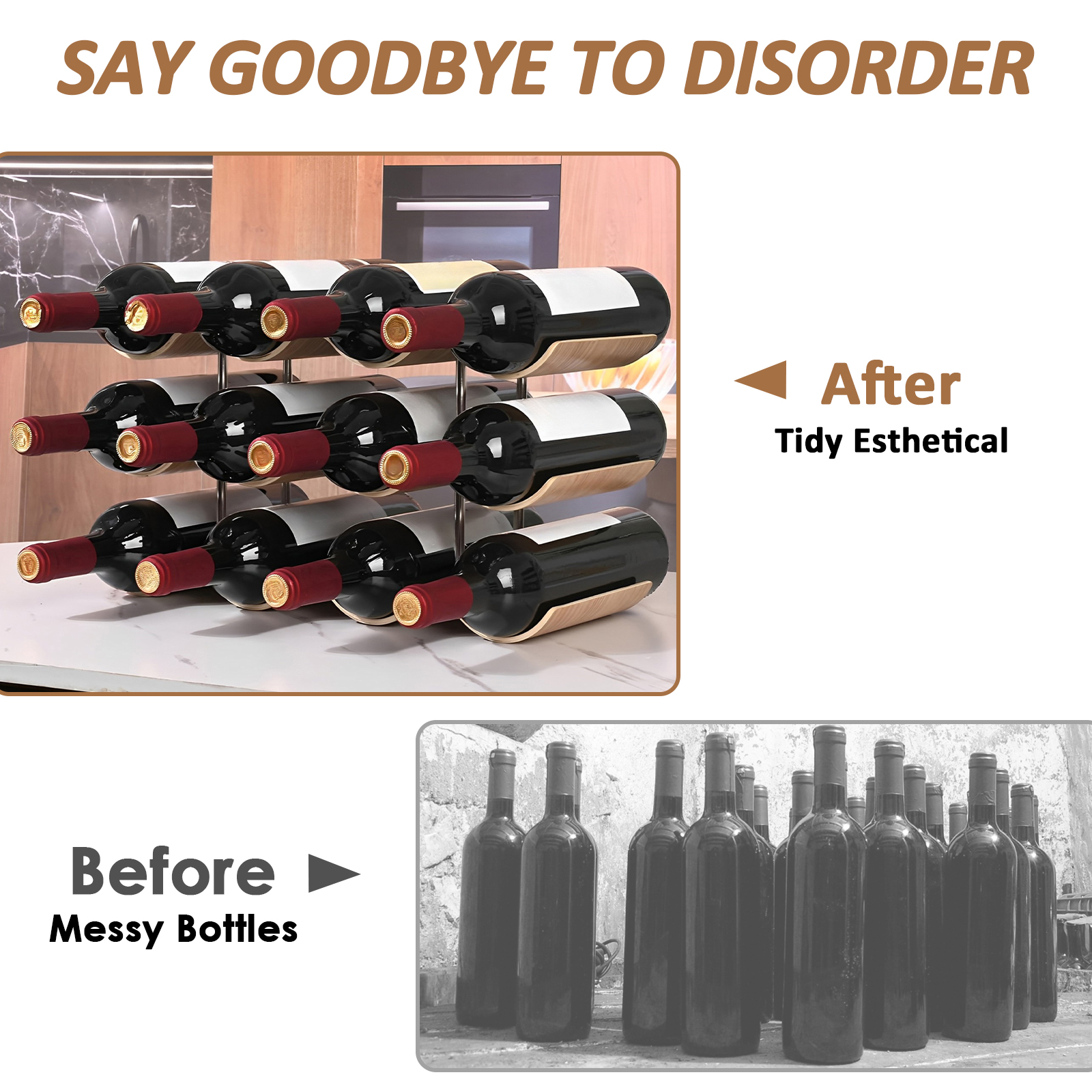 2/3-Tier Wooden Wine Rack Wavy - Food Storage Tank のレビューと価格