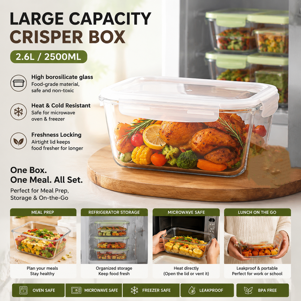 Large Capacity Glass Food Stor - Food Storage Glass Containers Large のレビューと価格