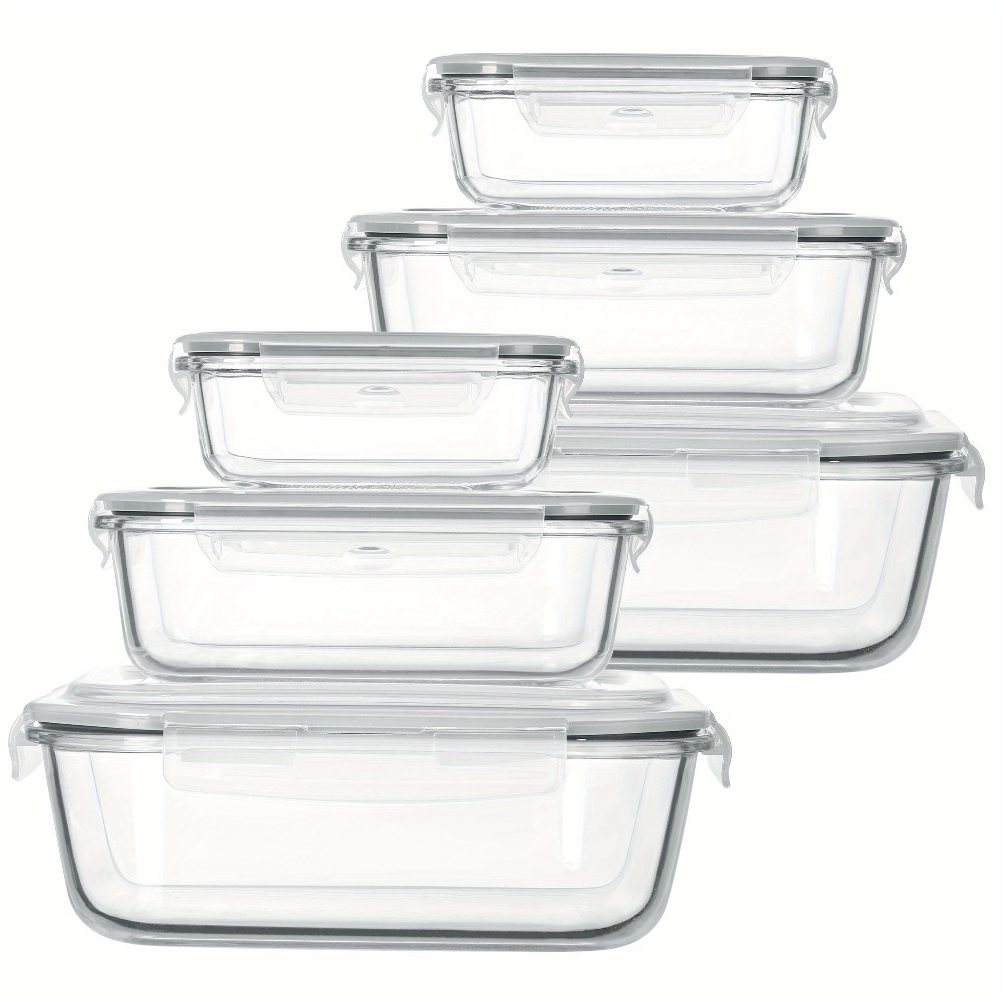 6 Pack Meal Prep Container Set - Food Storage Glass Containers Large のレビューと価格