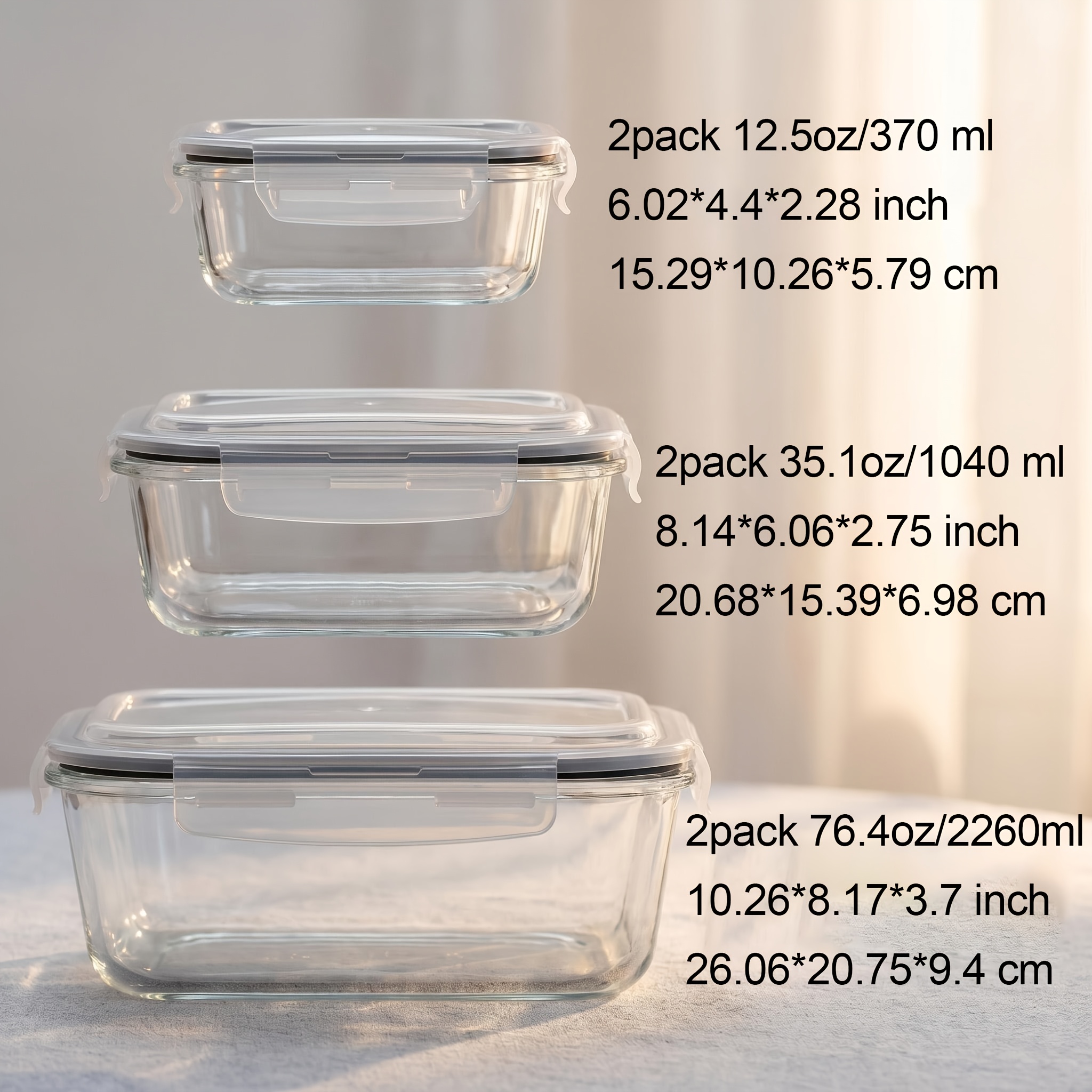 6 Pack Meal Prep Container Set - Food Storage Glass Containers Large のレビューと価格