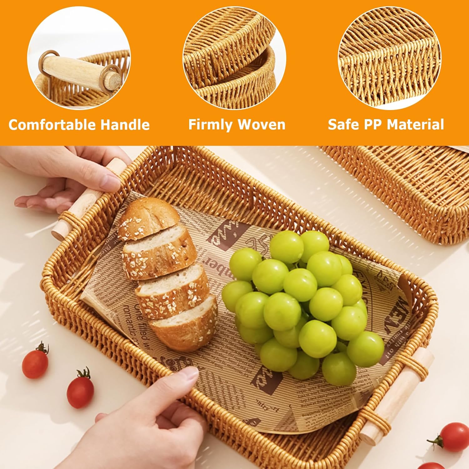 Wicker Tray Rectangular Rattan - Food Storage For Restaurant のレビューと価格