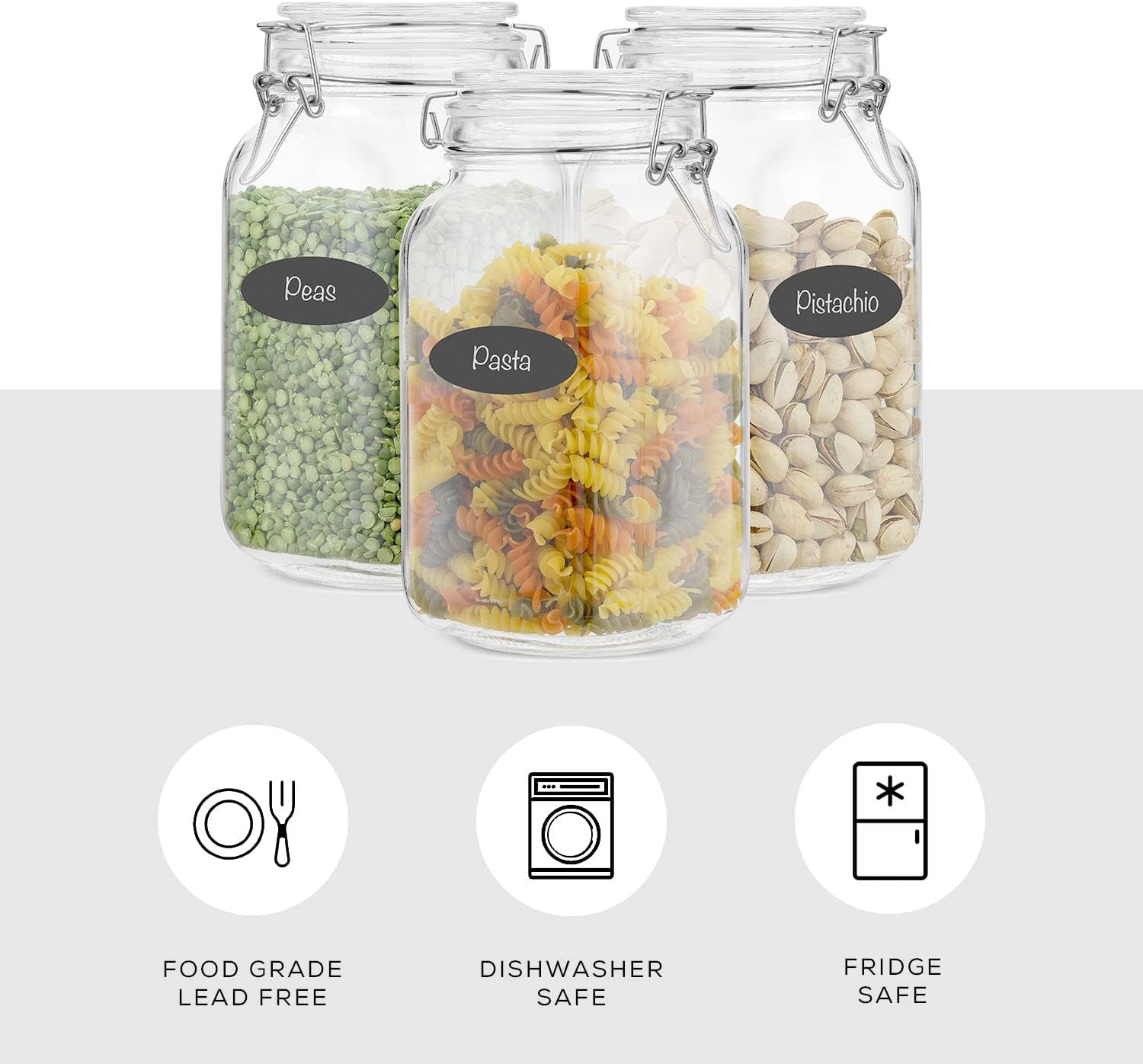 Airtight Glass Jars with Lids  - Food Storage Jar Set のレビューと価格