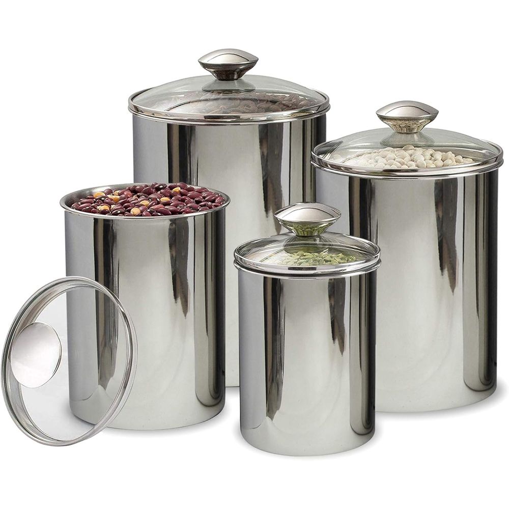 4-Piece Stainless Steel Food S - Food Storage Kitchen Container Set のレビューと価格