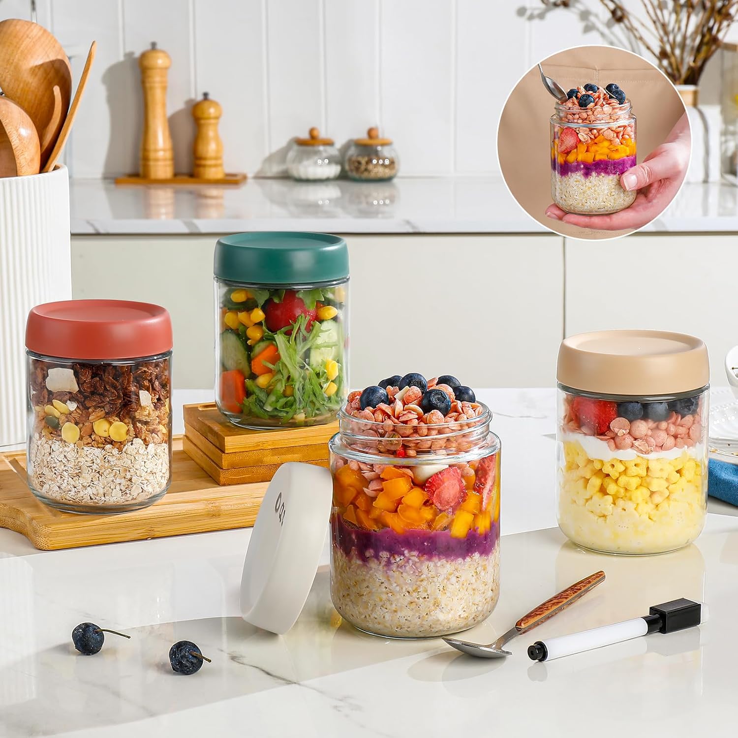 Glass Overnight Oats Container - Glass Meal Prep Container のレビューと価格