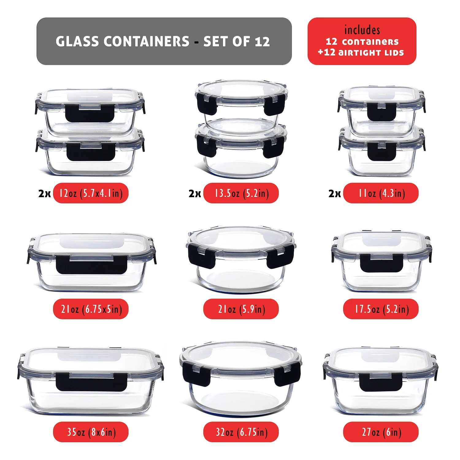 Glass Food Storage Containers  - Food Storage Meal Prep のレビューと価格