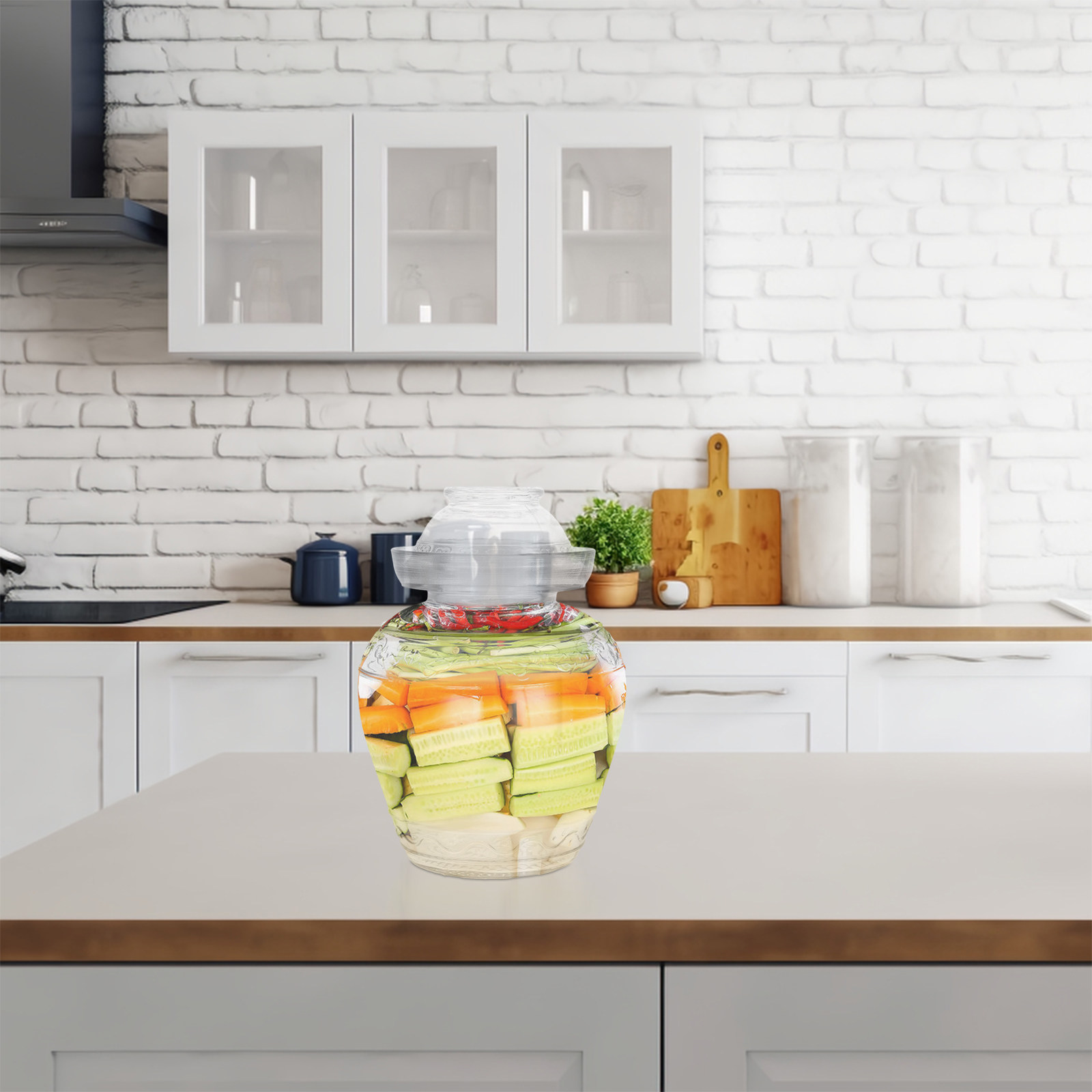 Large Capacity Glass Pickle Ja - Food Storage Glass Containers Large のレビューと価格