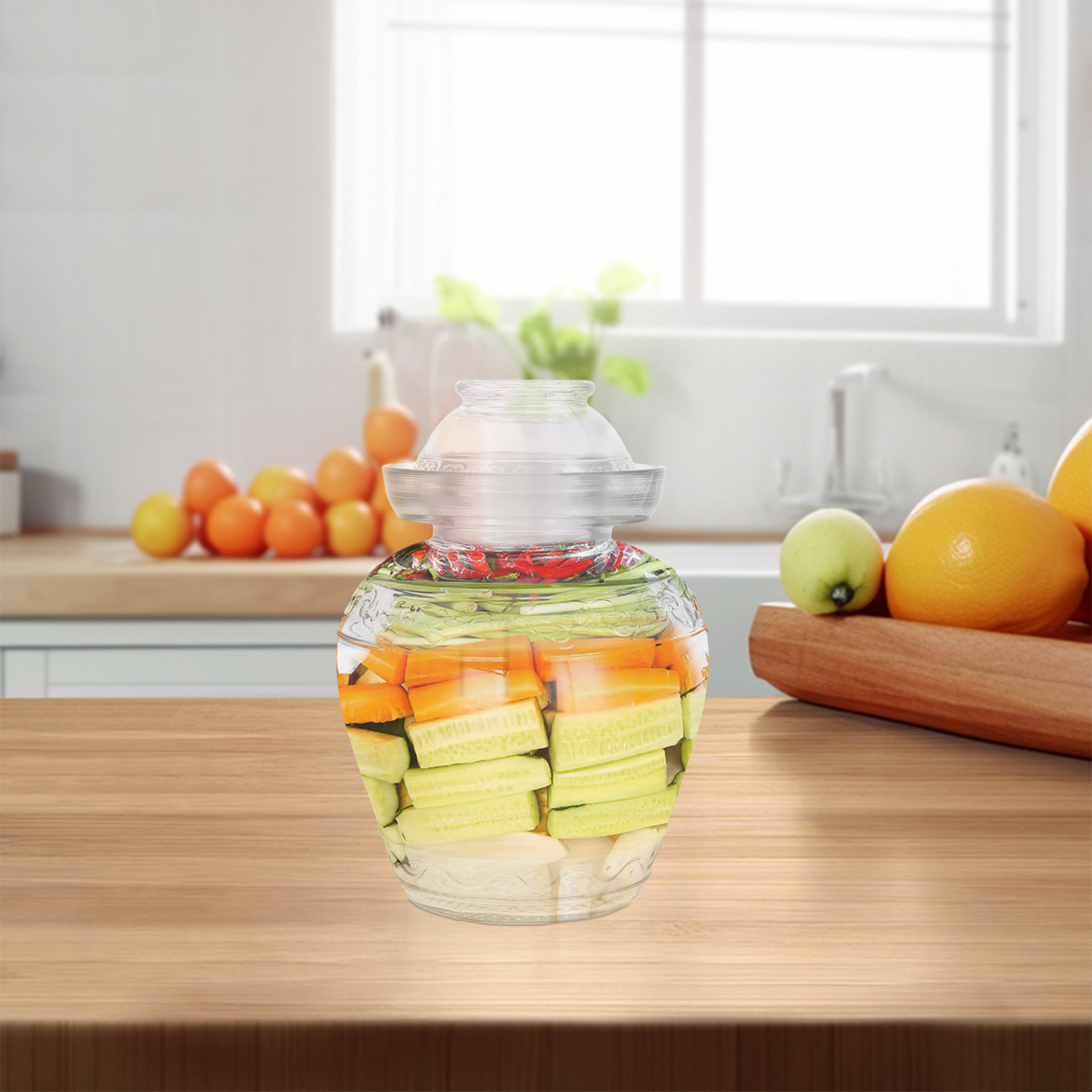 Large Capacity Glass Pickle Ja - Food Storage Glass Containers Large のレビューと価格