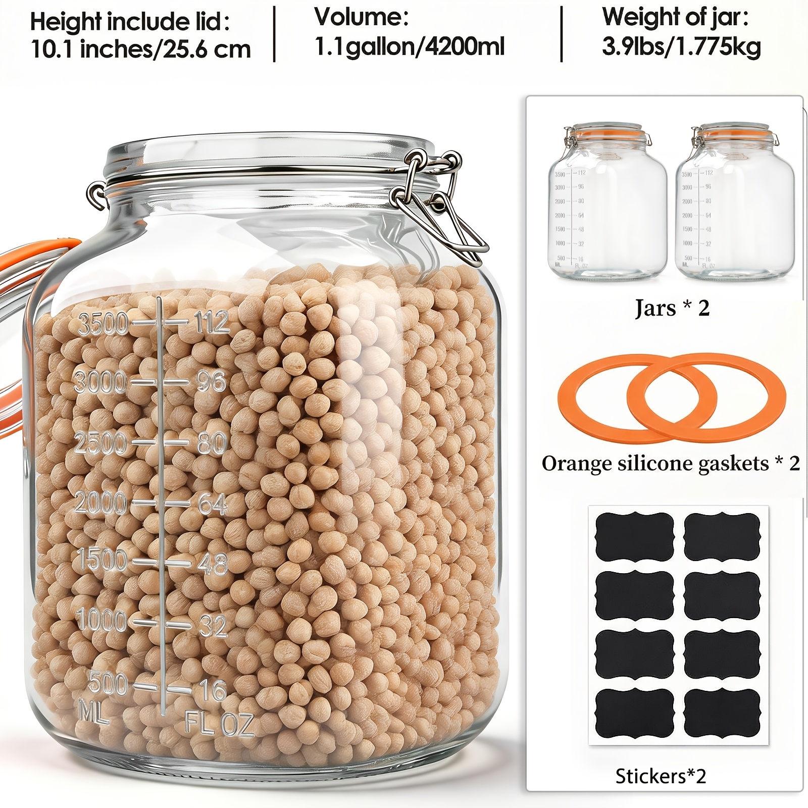 2-Pack Square Glass Storage Ja - Food Storage Without Pantry のレビューと価格