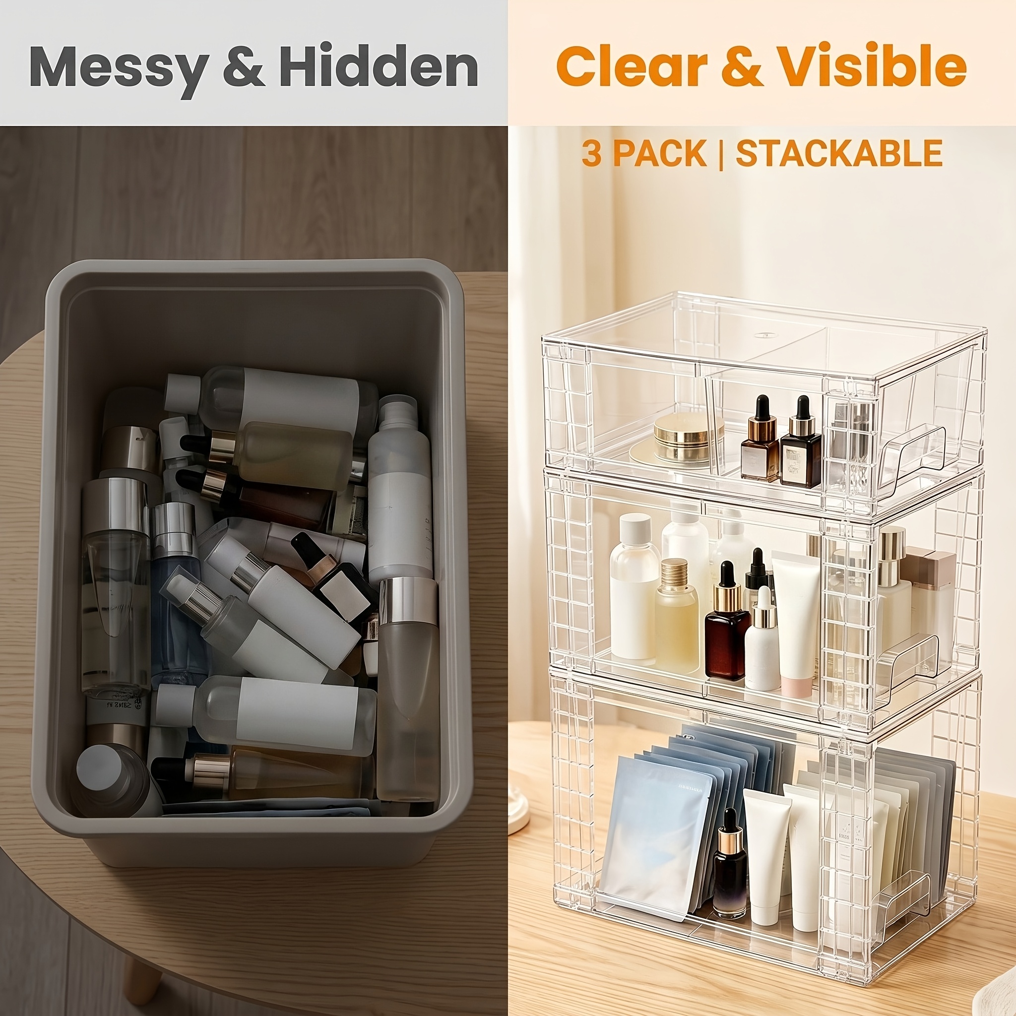 3/4pcs Clear Stackable Storage - Food Storage Without Pantry のレビューと価格