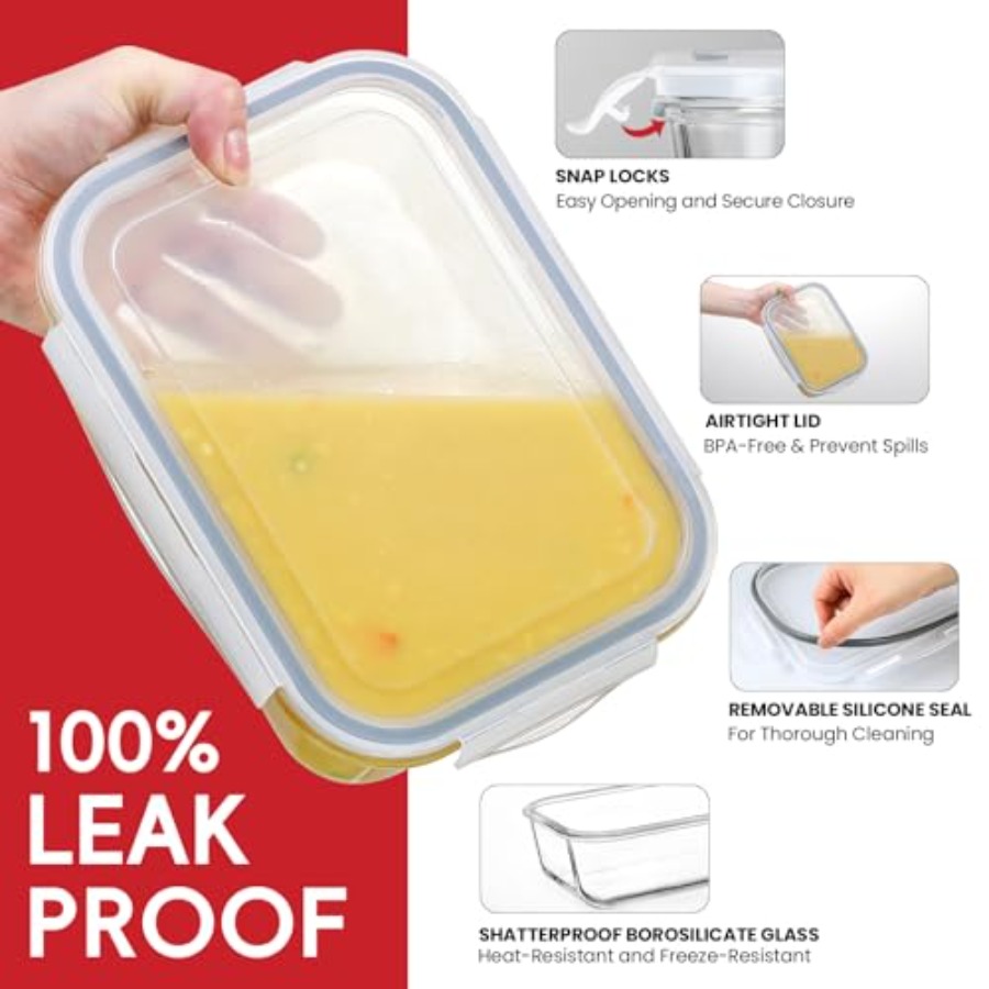 4 Pack 8 Cups/ 63oz Large Glas - Food Storage Meal Prep のレビューと価格