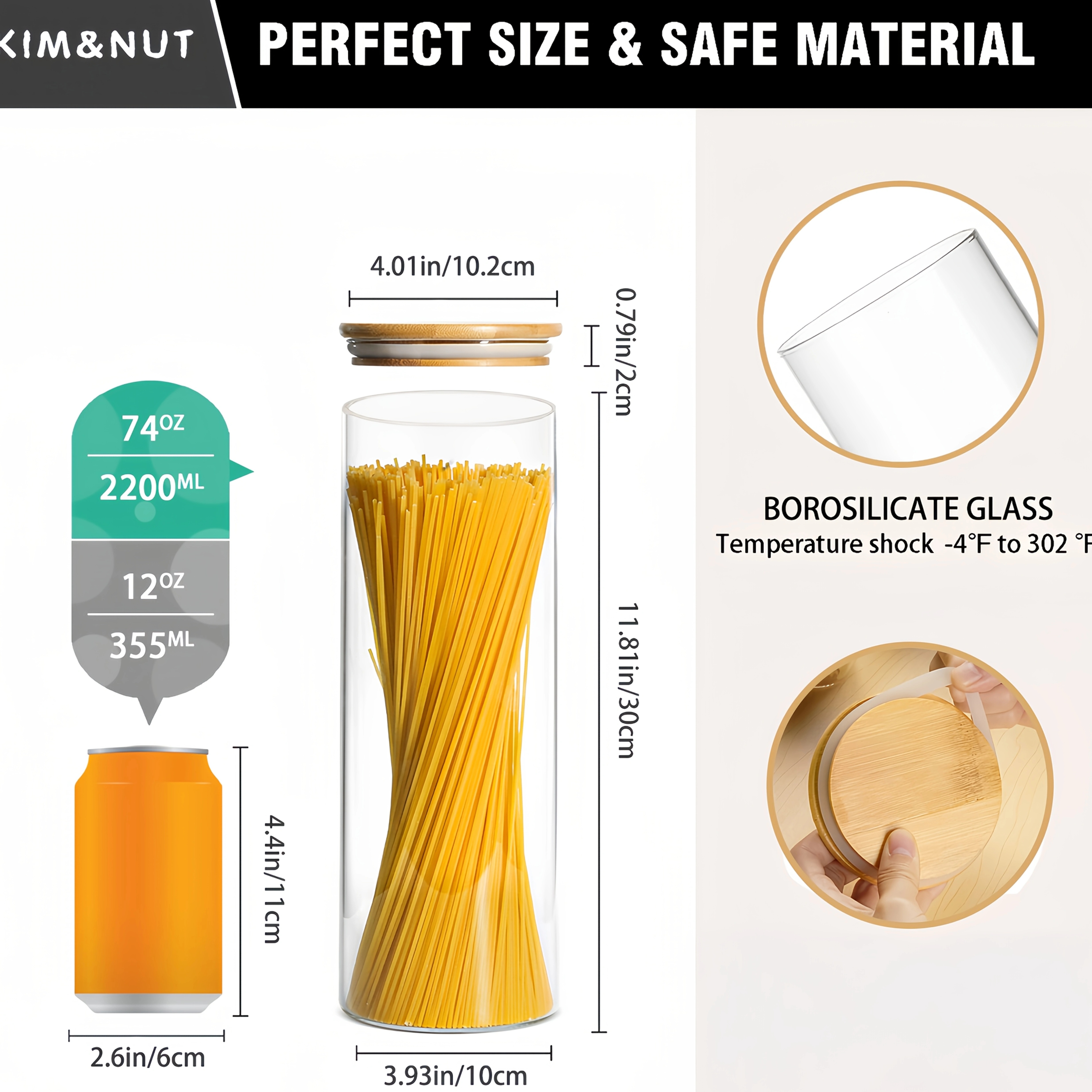 3 large-capacity glass jars wi - Food Storage Notes のレビューと価格