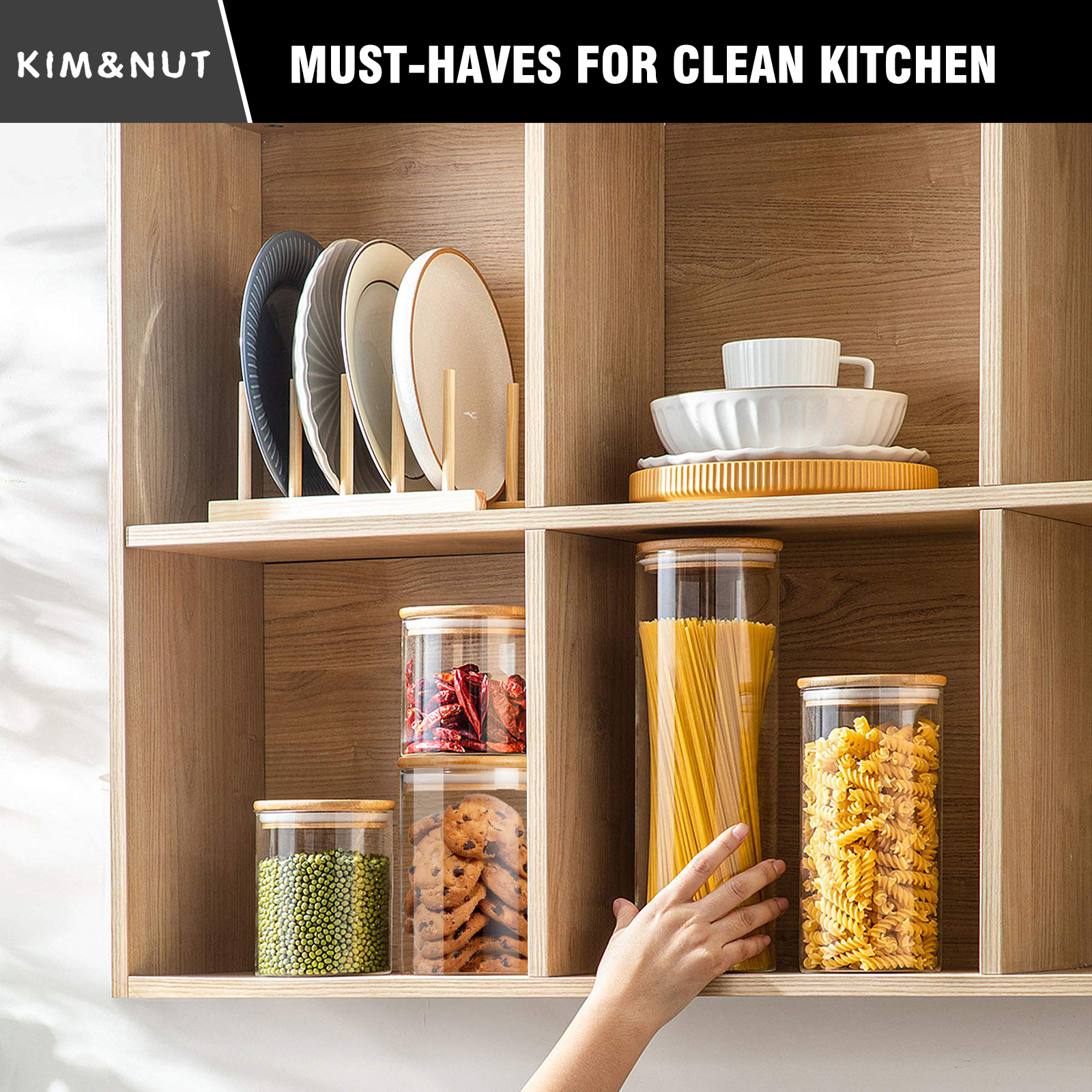 3 large-capacity glass jars wi - Food Storage Notes のレビューと価格