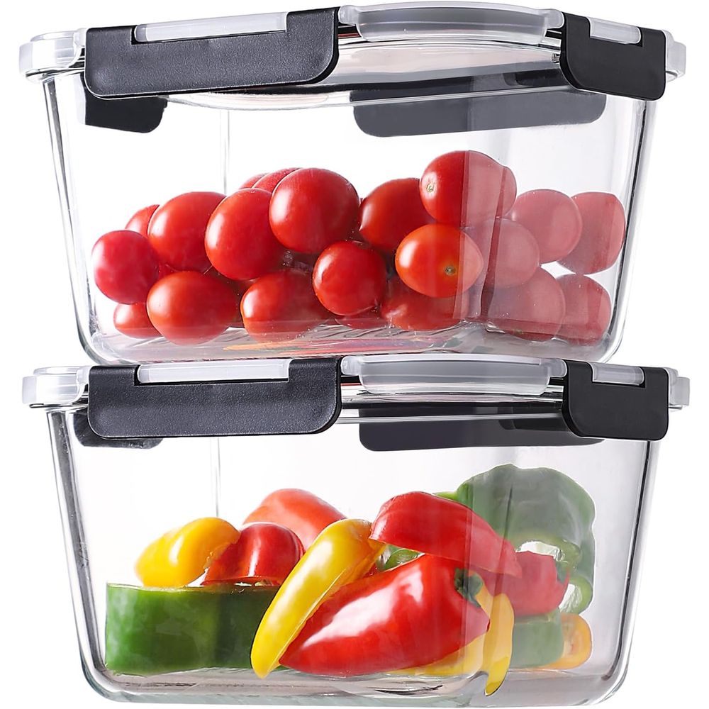 4-Piece 63oz Glass Food Storag - Glass Meal Prep Container のレビューと価格