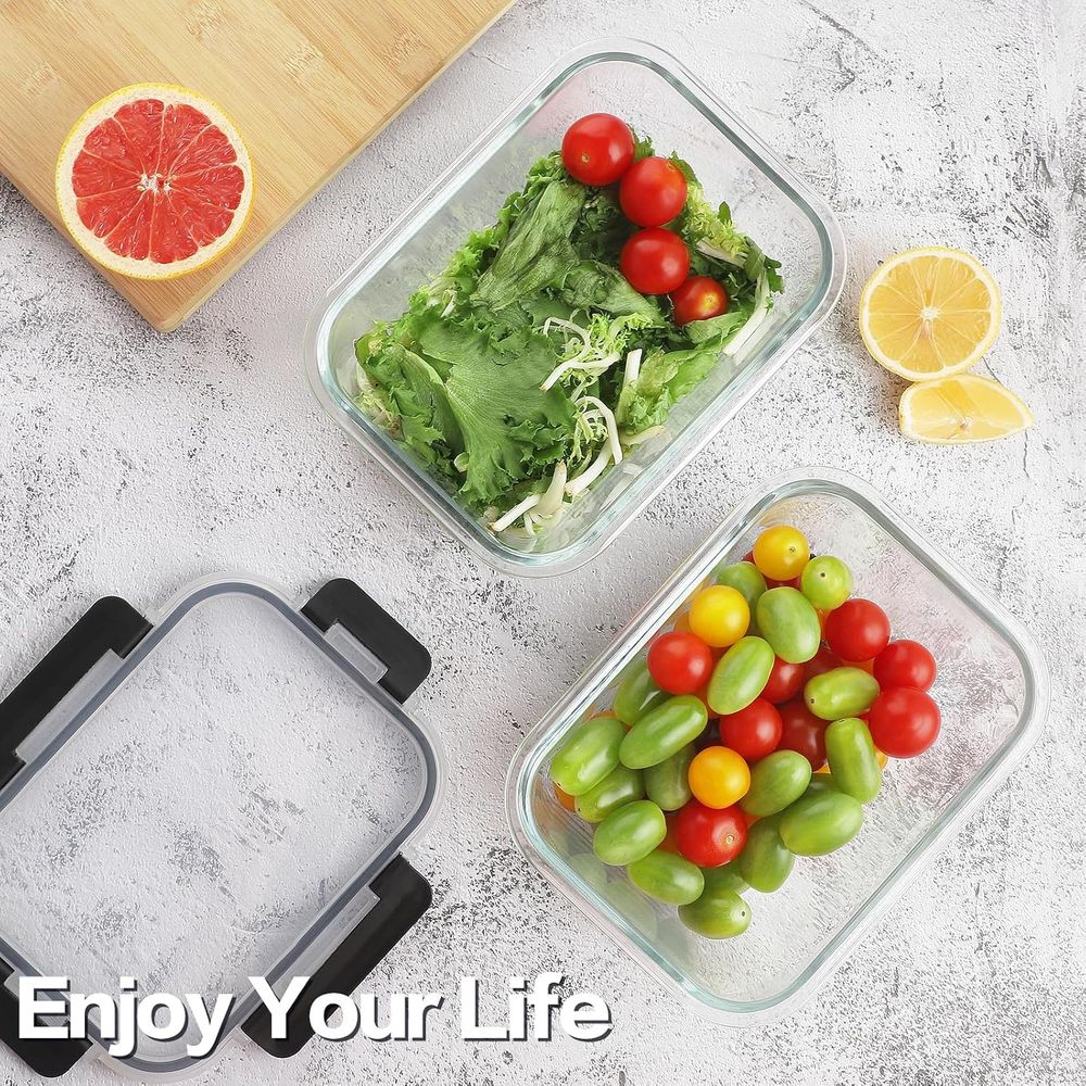 4-Piece 63oz Glass Food Storag - Glass Meal Prep Container のレビューと価格