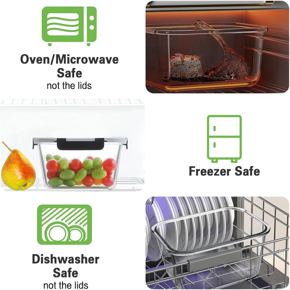4-Piece 63oz Glass Food Storag - Glass Meal Prep Container のレビューと価格