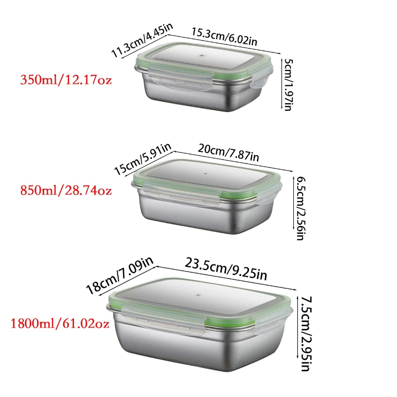 304 Stainless Steel Lunch Box  - Food Storage Kitchen Container Set のレビューと価格