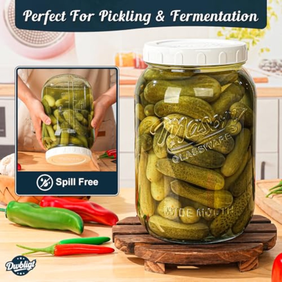 2 Pack Wide Mouth Mason Jars w - Food Storage Glass Containers Large のレビューと価格