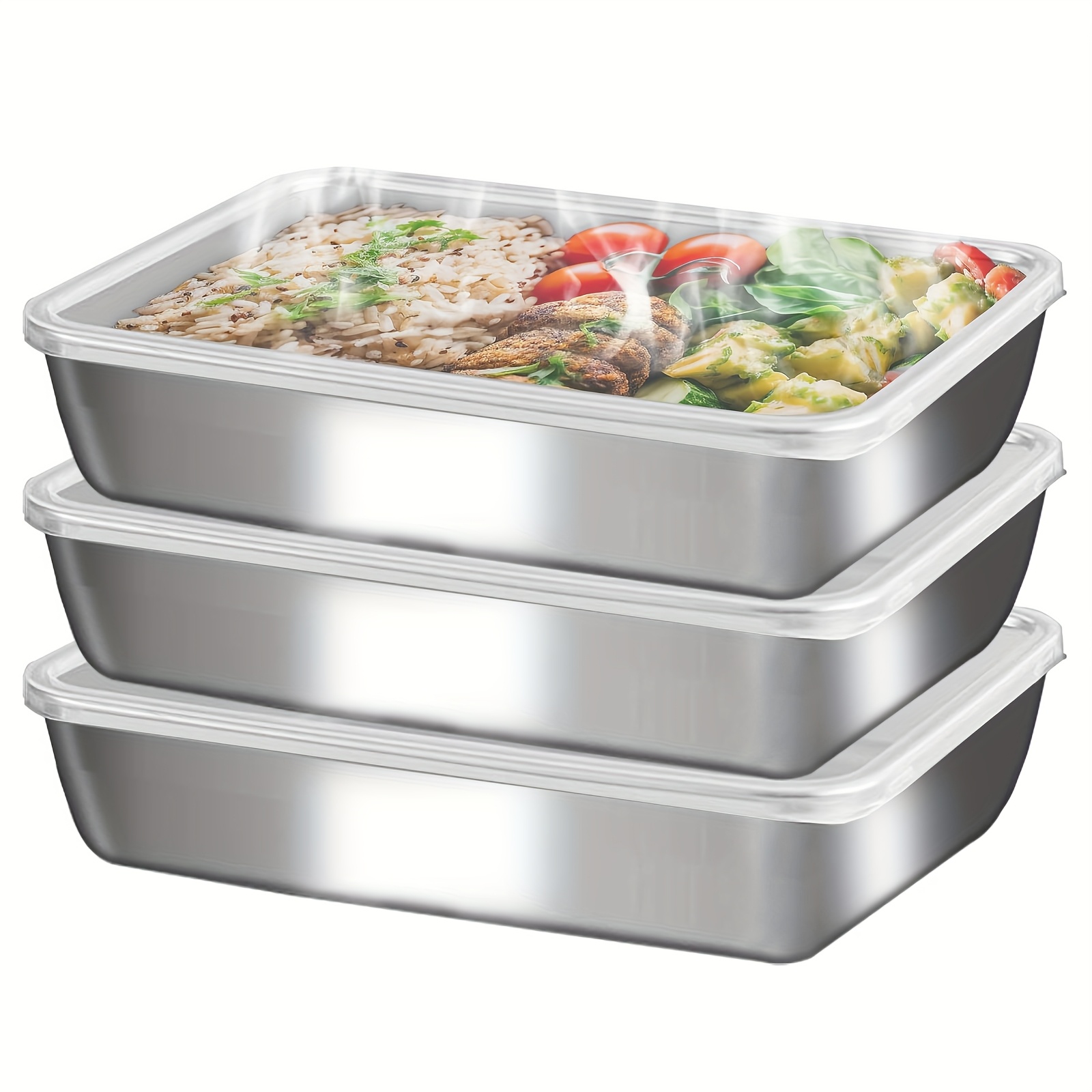 3pcs Stainless Steel Food Cont - Glass Meal Prep Container のレビューと価格