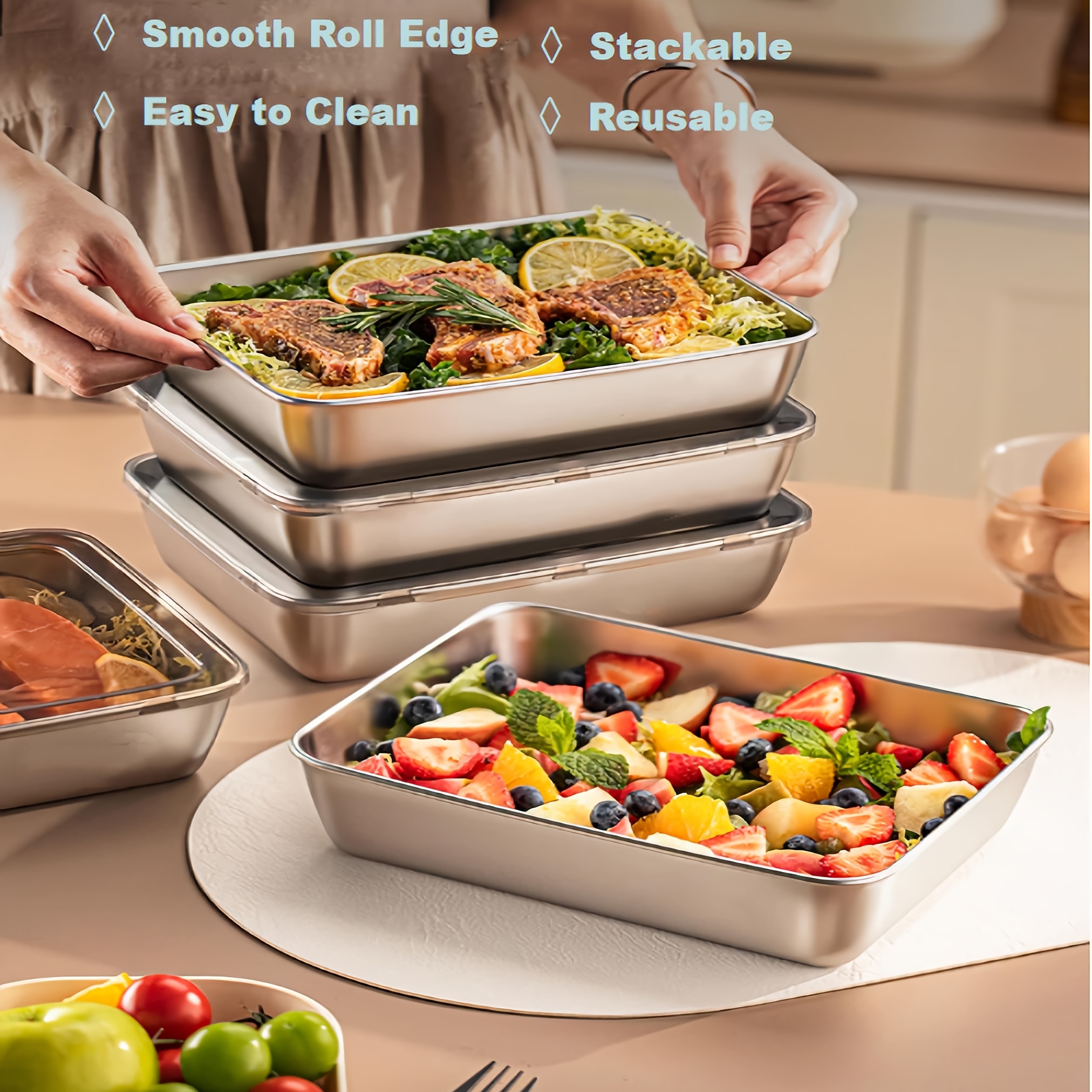 3pcs Stainless Steel Food Cont - Glass Meal Prep Container のレビューと価格