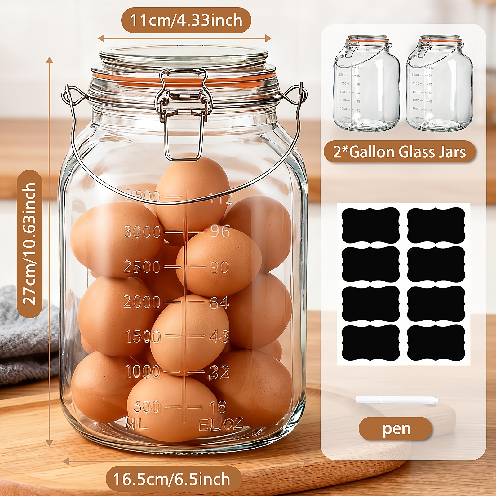 2 Pack 1 Gallon Glass Jar with - Food Storage Without Pantry のレビューと価格