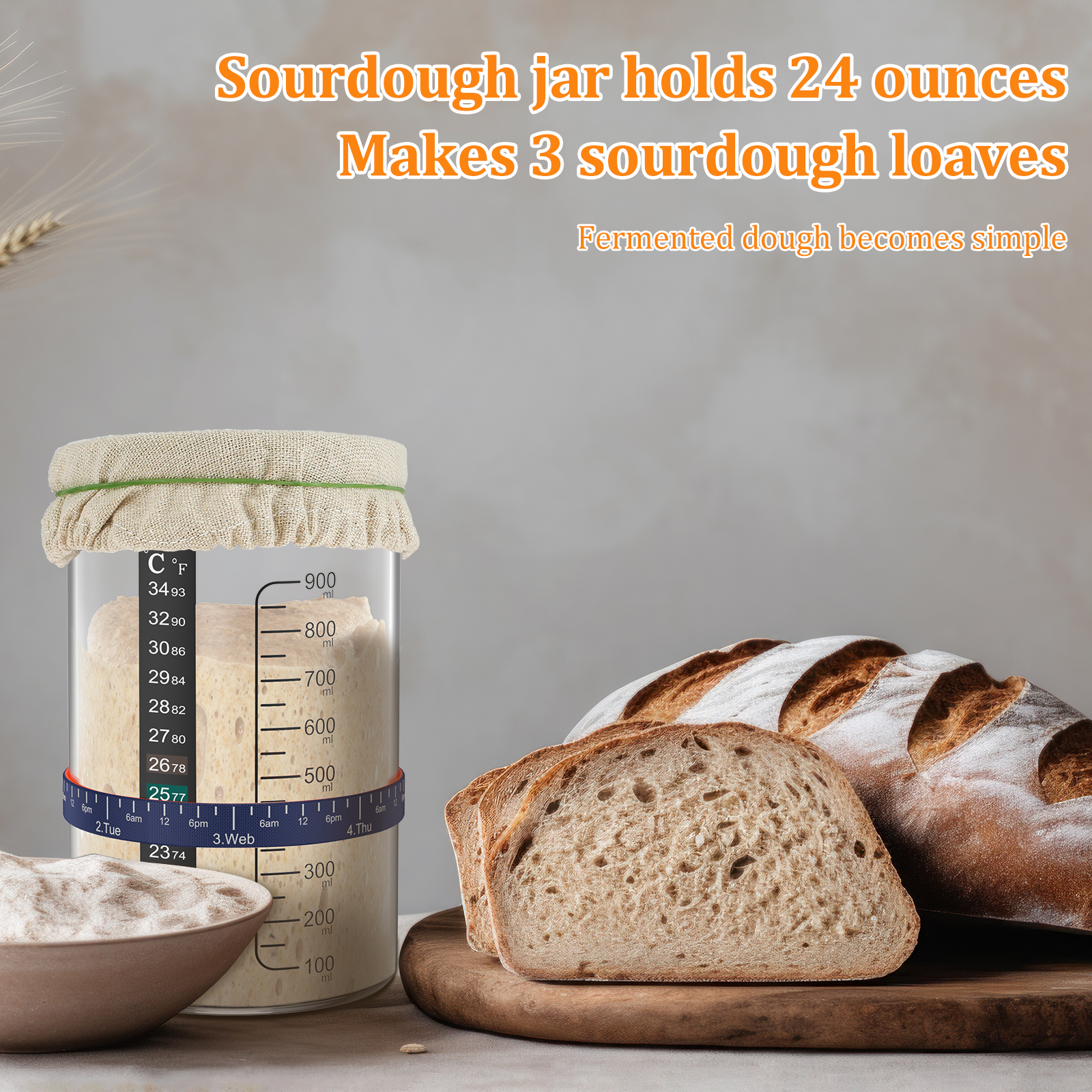 Sourdough Starter Jar Kit 900m - Food Storage Tank のレビューと価格